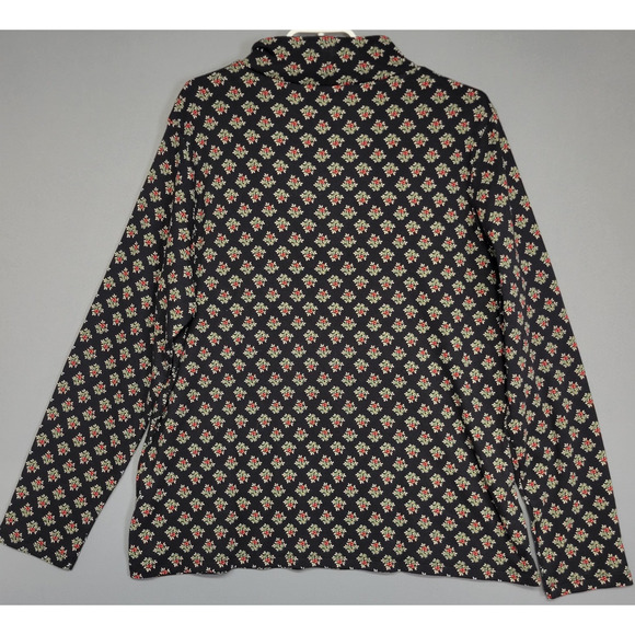 Croft & Barrow Top Womens 2XL Black Red Holly Berry Mock Neck Cotton Christmas - Picture 11 of 11